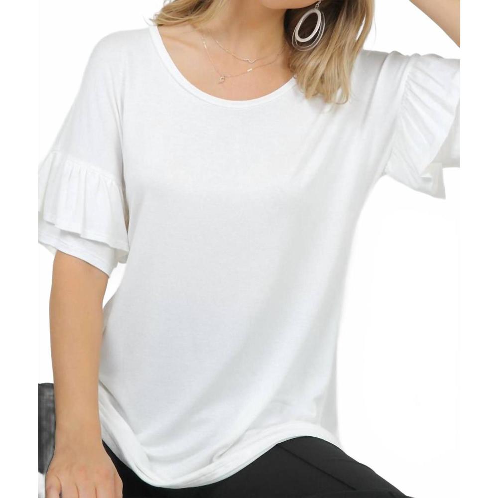 NEW SHOP BASIC tiered ruffle short sleeve in black